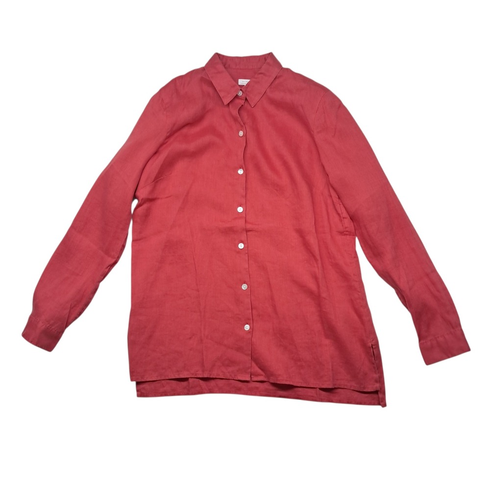 J.‎ Jill Love Linen Button Up Womens XS Red Essential Shirt Long Sleeve Casual